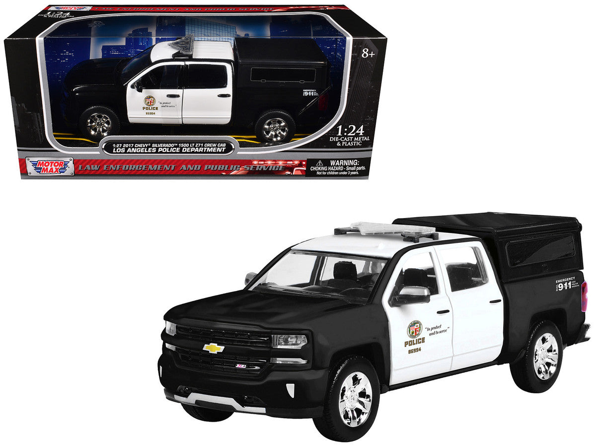 2017 Chevrolet Silverado 1500 LT Z71 Crew Cab Pickup Truck "Los Angeles Police Department" Black and White "Law Enforcement and Public Service" Series 1/27 Diecast Model Car by Motormax LuxuryLifeWay Online Store