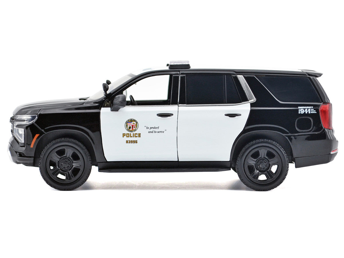 2025 Chevrolet Tahoe Police Pursuit Vehicle "Los Angeles Police Department (LAPD)" Black and White "Law Enforcement and Public Service" Series 1/24 Diecast Model Car by Motormax LuxuryLifeWay Online Store