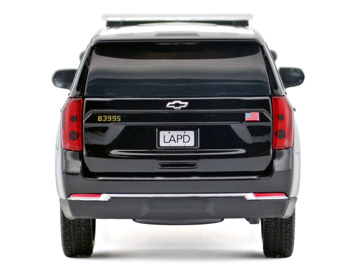 2025 Chevrolet Tahoe Police Pursuit Vehicle "Los Angeles Police Department (LAPD)" Black and White "Law Enforcement and Public Service" Series 1/24 Diecast Model Car by Motormax LuxuryLifeWay Online Store