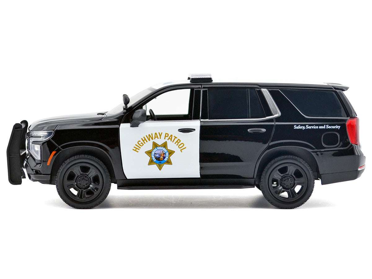 2025 Chevrolet Tahoe Police Pursuit Vehicle "California Highway Patrol" Black and White "Law Enforcement and Public Service" Series 1/24 Diecast Model Car by Motormax LuxuryLifeWay Online Store