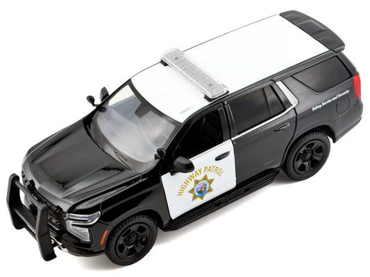 2025 Chevrolet Tahoe Police Pursuit Vehicle "California Highway Patrol" Black and White "Law Enforcement and Public Service" Series 1/24 Diecast Model Car by Motormax LuxuryLifeWay Online Store