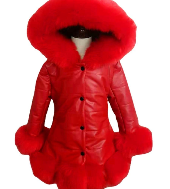 Girls Mid-Length Padded Winter Jacket Pi-Mart