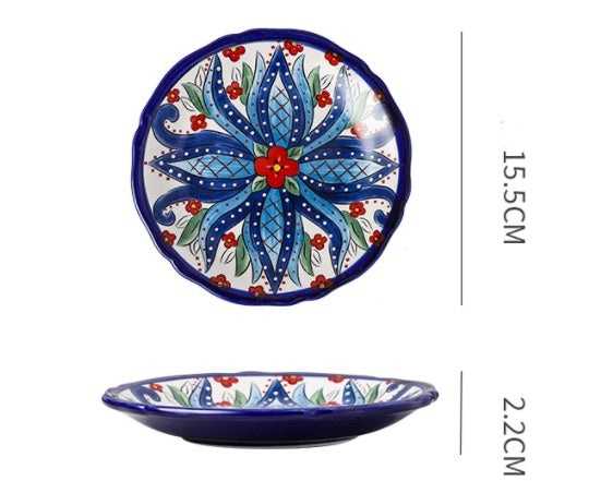 Underglaze Ceramic Tableware Bohemian Household Dishes LadyShow.Store