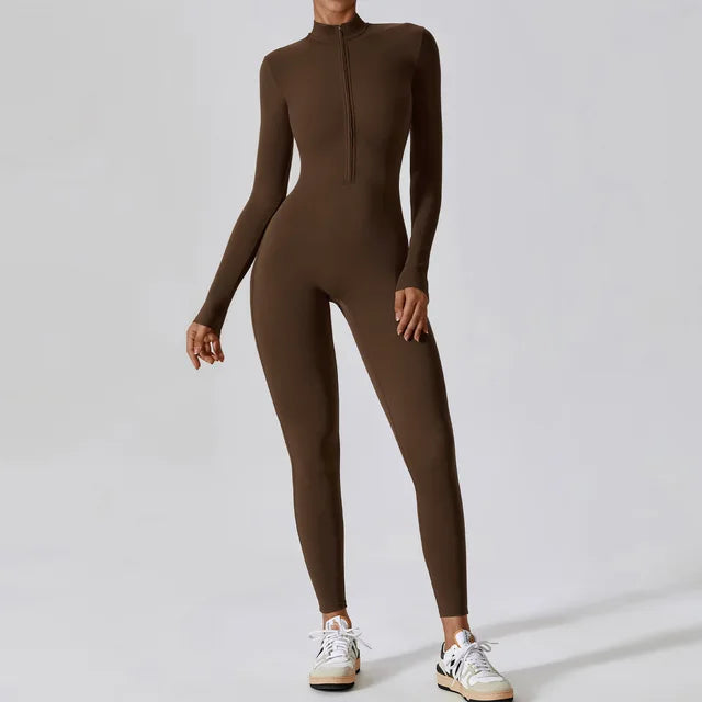 Women's Half-open Zipper Skinny Long Jumpsuit Pi-Mart