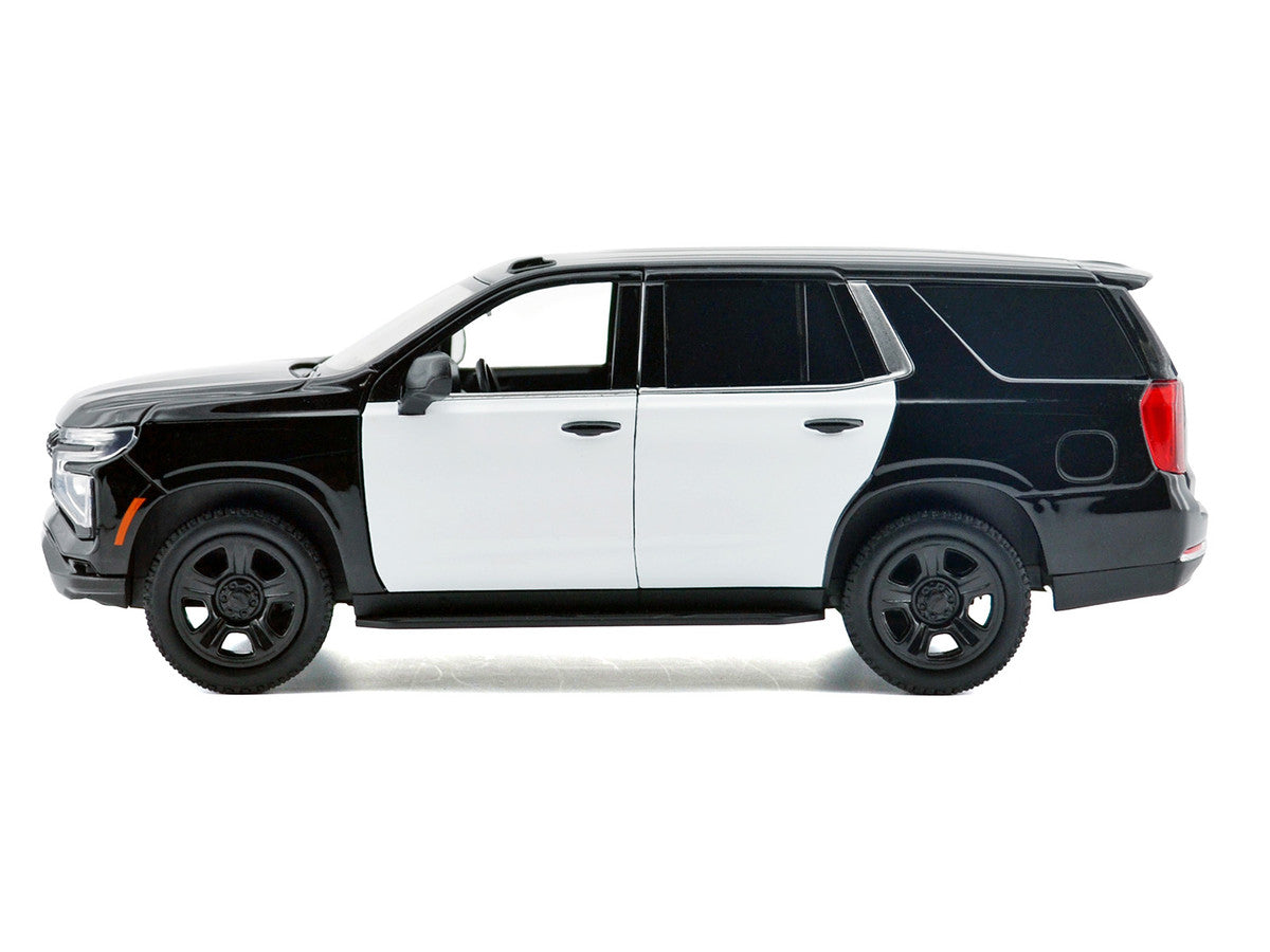 2025 Chevrolet Tahoe PPV Black and White "Custom Builder's Kit - Law Enforcement and Public Service" Series 1/24 Diecast Model Car by Motormax LuxuryLifeWay Online Store