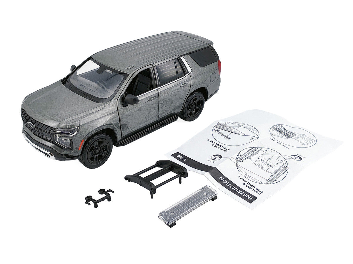 2025 Chevrolet Tahoe PPV Dark Gray Metallic "Custom Builder's Kit - Law Enforcement and Public Service" 1/24 Diecast Model Car by Motormax LuxuryLifeWay Online Store