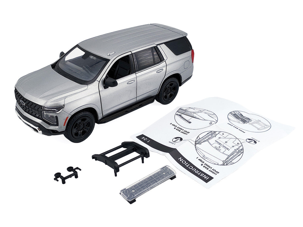 2025 Chevrolet Tahoe PPV Silver Metallic "Custom Builder's Kit - Law Enforcement and Public Service" Series 1/24 Diecast Model Car by Motormax LuxuryLifeWay Online Store