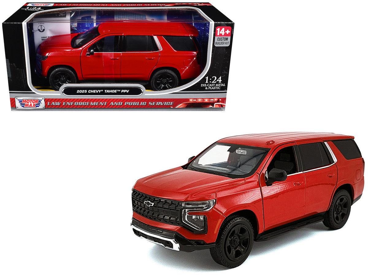 2025 Chevrolet Tahoe PPV Red "Custom Builder's Kit - Law Enforcement and Public Service" Series 1/24 Diecast Model Car by Motormax LuxuryLifeWay Online Store