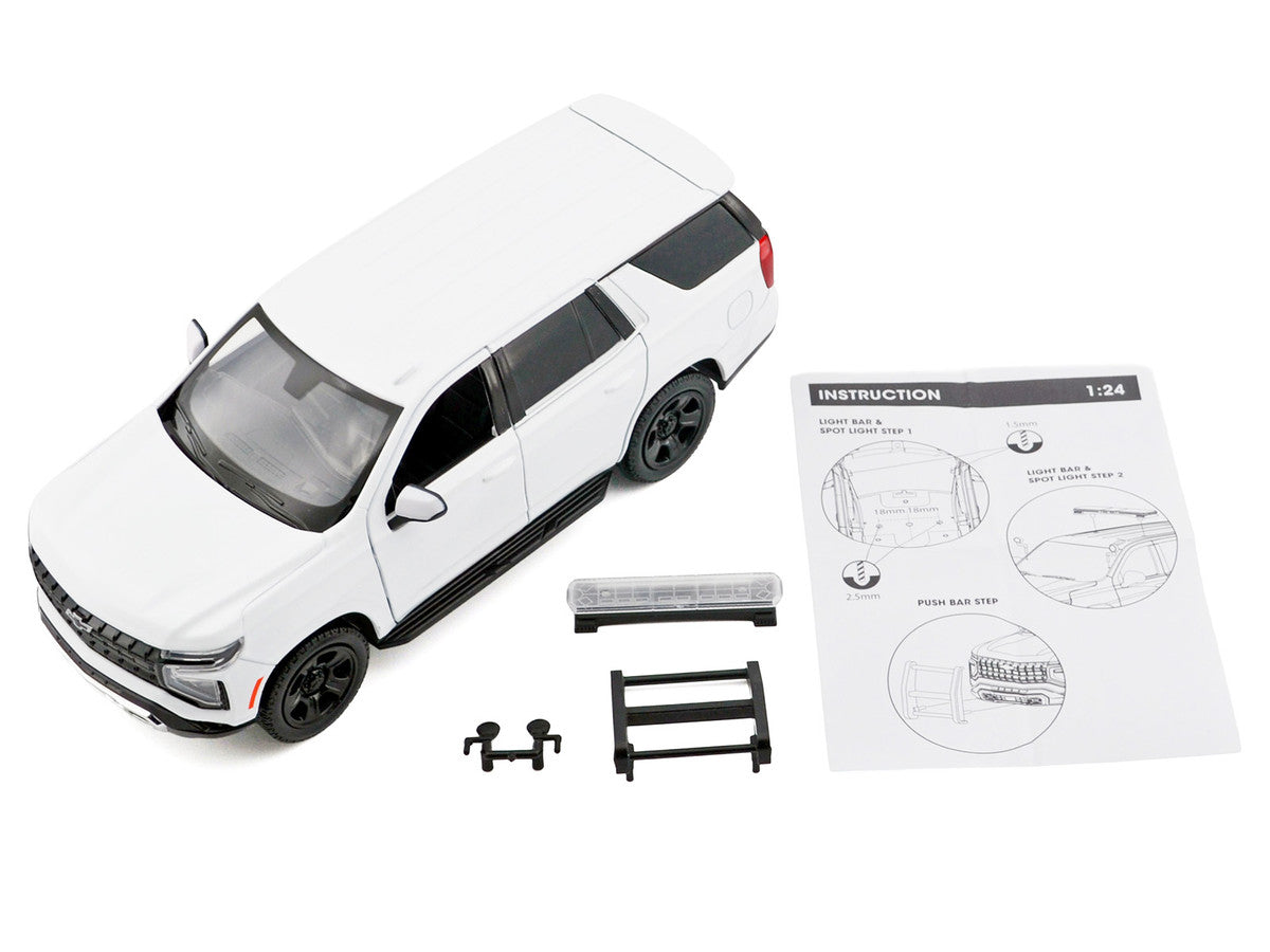 2025 Chevrolet Tahoe PPV White "Custom Builder's Kit - Law Enforcement and Public Service" Series 1/24 Diecast Model Car by Motormax LuxuryLifeWay Online Store