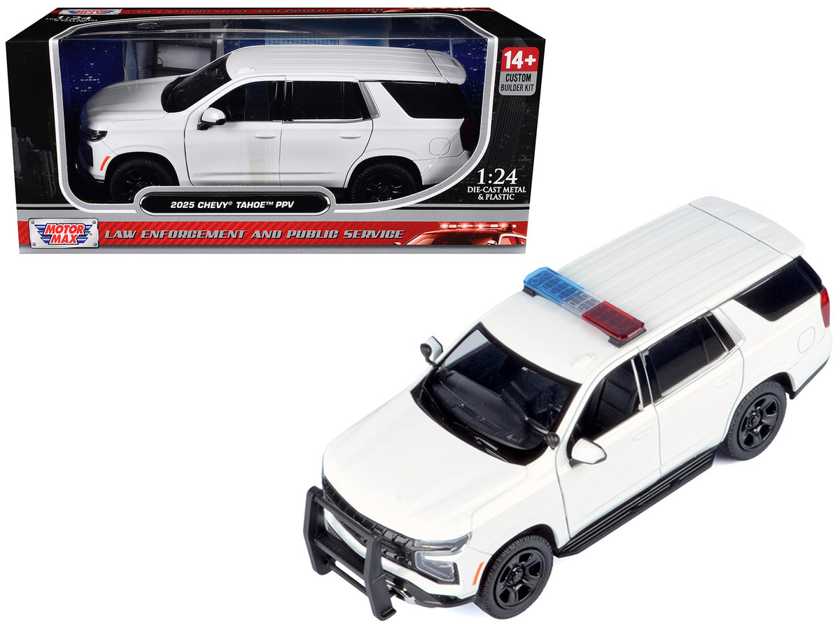 2025 Chevrolet Tahoe PPV White "Custom Builder's Kit - Law Enforcement and Public Service" Series 1/24 Diecast Model Car by Motormax LuxuryLifeWay Online Store