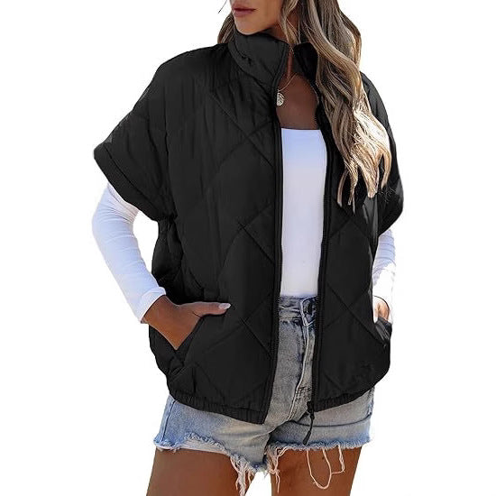 Casual Pocket Zipper Diamond Lattice Warm Jacket LuxuryLifeWay Online Store