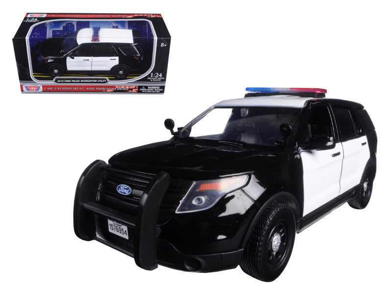 2015 Ford Police Interceptor Utility Unmarked Black and White 1/24 Diecast Model Car by Motormax LuxuryLifeWay Online Store