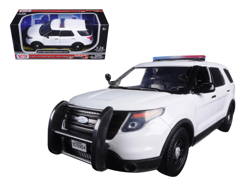 2015 Ford Police Interceptor Utility Unmarked White 1/24 Diecast Model Car by Motormax LuxuryLifeWay Online Store
