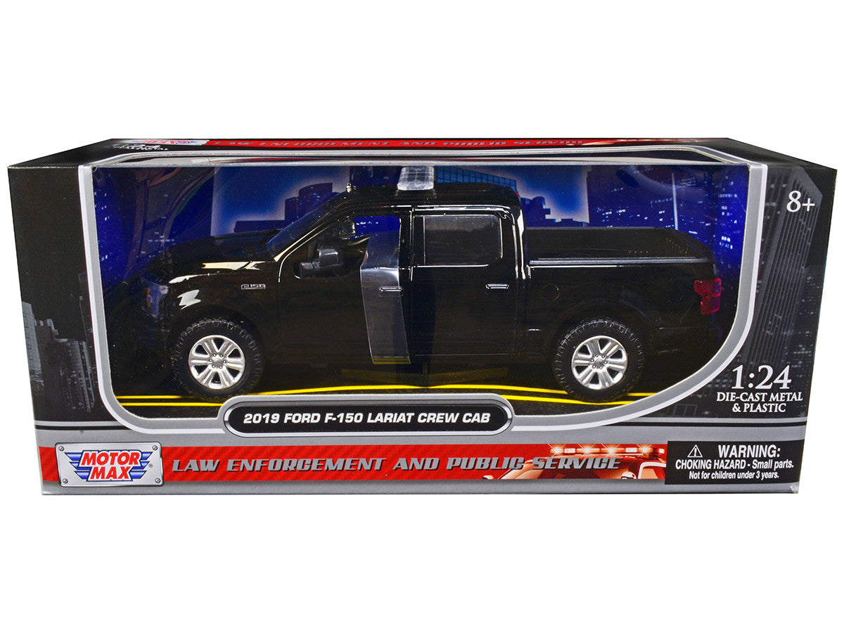 2019 Ford F-150 Lariat Crew Cab Pickup Truck Unmarked Plain Black "Law Enforcement and Public Service" Series 1/24 Diecast Model Car by Motormax LuxuryLifeWay Online Store
