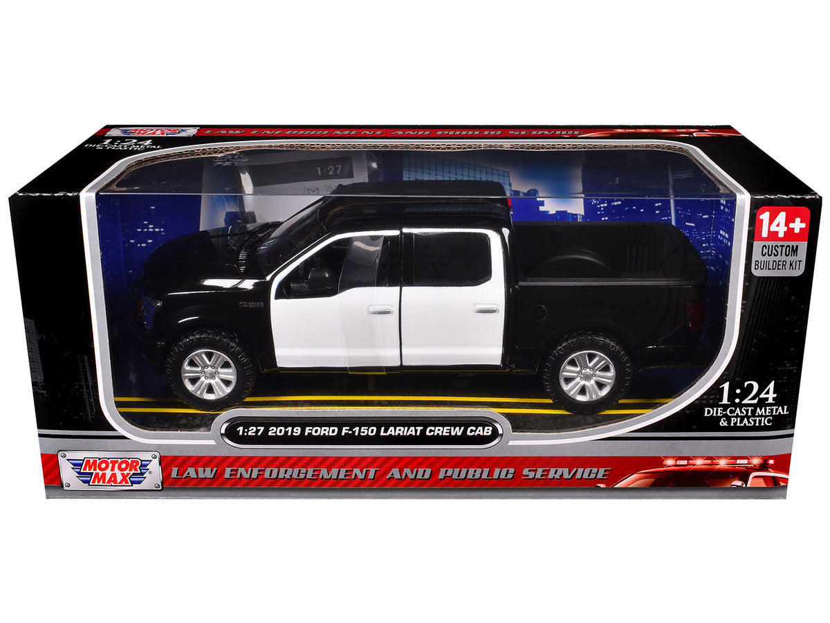2019 Ford F-150 Lariat Crew Cab Pickup Truck Unmarked Plain Black and White "Custom Builder's Kit - Law Enforcement and Public Service" Series 1/27 Diecast Model Car by Motormax LuxuryLifeWay Online Store