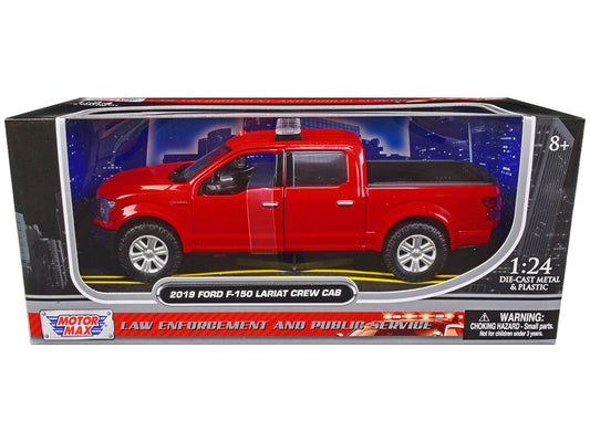 2019 Ford F-150 Lariat Crew Cab Pickup Truck Unmarked Fire Department Red "Law Enforcement and Public Service" Series 1/24 Diecast Model Car by Motormax LuxuryLifeWay Online Store