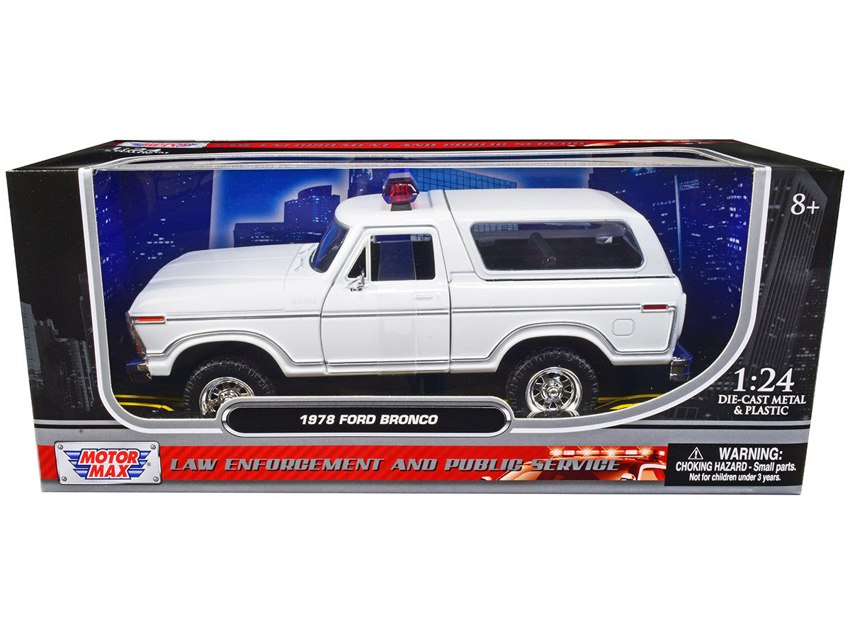 1978 Ford Bronco Police Car Unmarked White "Law Enforcement and Public Service" Series 1/24 Diecast Model Car by Motormax LuxuryLifeWay Online Store