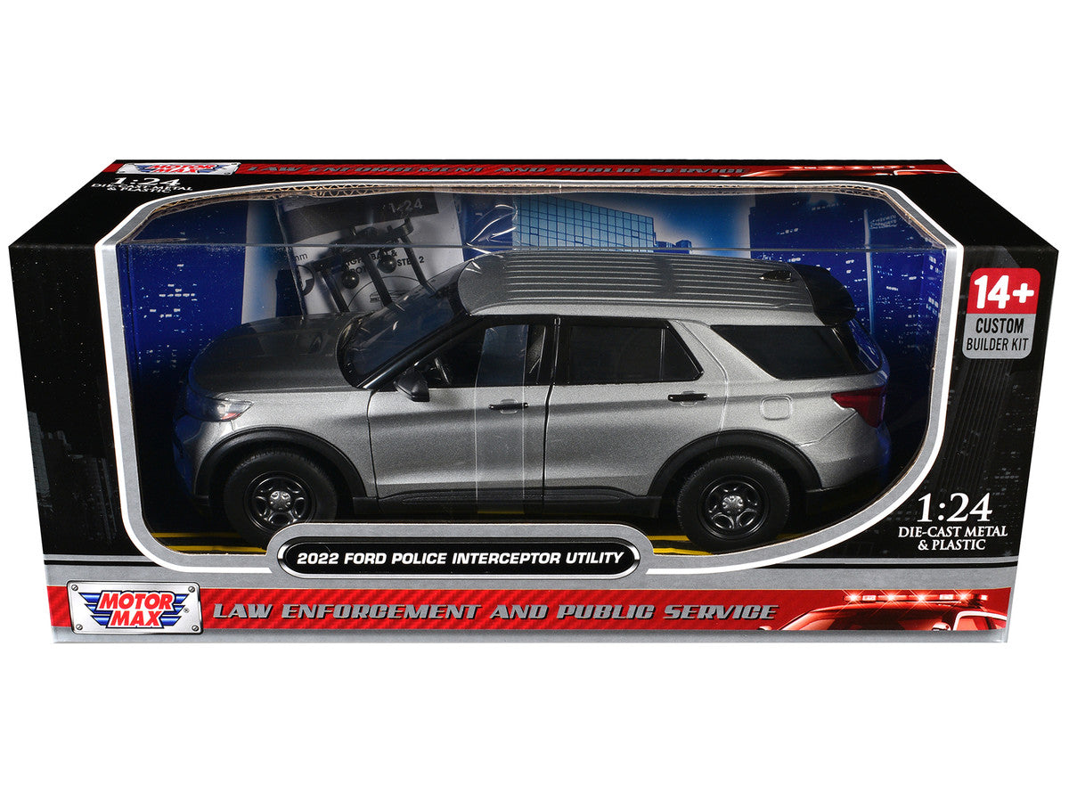 2022 Ford Police Interceptor Utility Unmarked Silver Metallic "Builder's Kit" "Law Enforcement and Public Service" Series 1/24 Diecast Model Car by Motormax LuxuryLifeWay Online Store