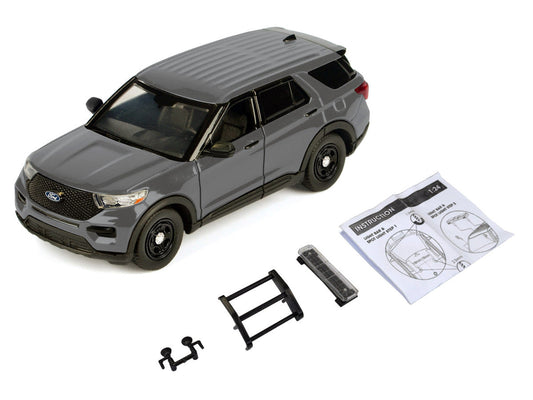2022 Ford Police Interceptor Utility Unmarked Gray Metallic "Builder's Kit" "Law Enforcement and Public Service" Series 1/24 Diecast Model Car by Motormax LuxuryLifeWay Online Store