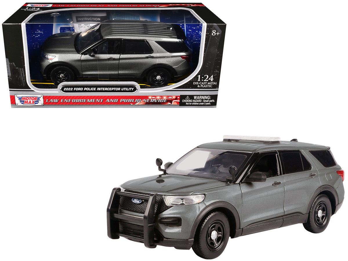 2022 Ford Police Interceptor Utility Unmarked Gray Metallic "Builder's Kit" "Law Enforcement and Public Service" Series 1/24 Diecast Model Car by Motormax LuxuryLifeWay Online Store