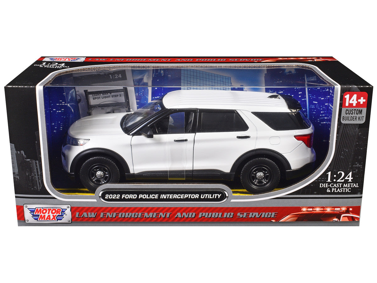2022 Ford Police Interceptor Utility Unmarked White "Builder's Kit" "Law Enforcement and Public Service" Series 1/24 Diecast Model Car by Motormax LuxuryLifeWay Online Store