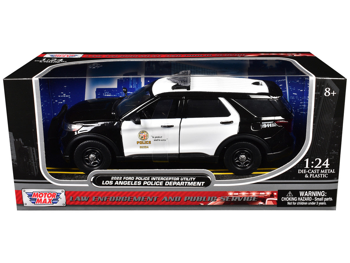 2022 Ford Police Interceptor Utility "Los Angeles Police Department" Black and White "Law Enforcement and Public Service" Series 1/24 Diecast Model Car by Motormax LuxuryLifeWay Online Store