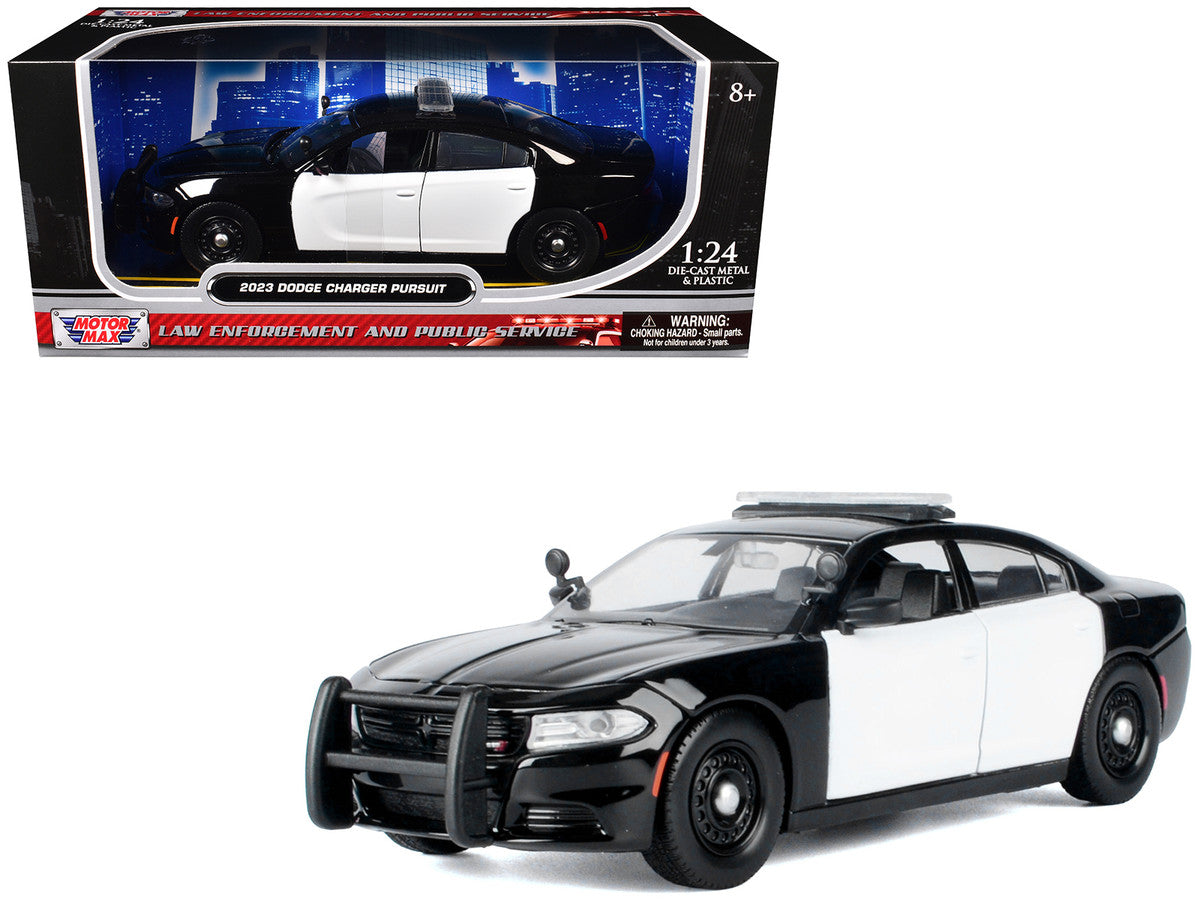 2023 Dodge Charger Pursuit Police Car Black and White "Law Enforcement and Public Service" Series 1/24 Diecast Model Car by Motormax LuxuryLifeWay Online Store