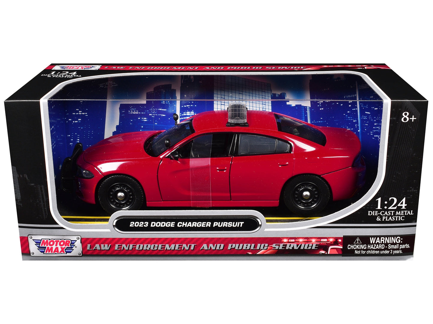 2023 Dodge Charger Pursuit Police Car Red "Law Enforcement and Public Service" Series 1/24 Diecast Model Car by Motormax
