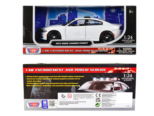 2023 Dodge Charger Pursuit Police Car Plain White "Law Enforcement and Public Service" Series 1/24 Diecast Model Car by Motormax LuxuryLifeWay Online Store
