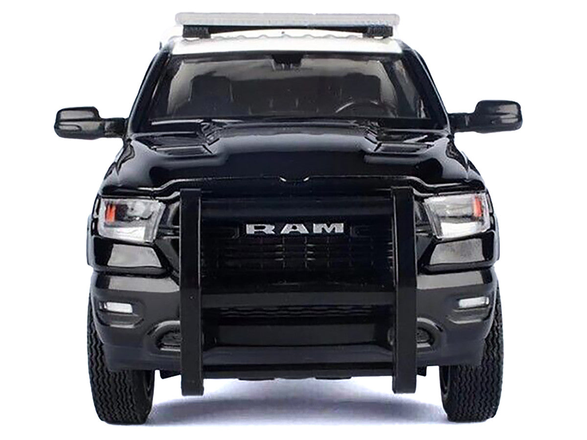 2019 RAM 1500 Laramine Crew Cab Pickup Truck "California Highway Patrol" Black and White with Truck Bed Camper "Law Enforcement and Public Service" Series 1/27 Diecast Model Car by Motormax LuxuryLifeWay Online Store