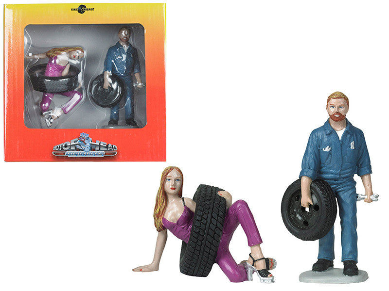 Val and Gary Tire Brigade 2 piece Figurine Set 1/18 by Motorhead Miniatures LuxuryLifeWay Online Store