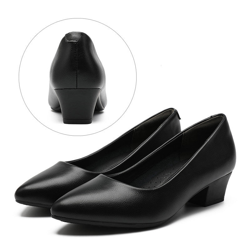 Leather Work Shoes Women Black LadyShow.Store