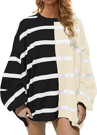 Striped Knitted Long-sleeved Sweater For Women NorixaFashion.com