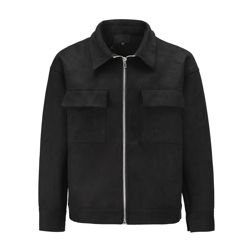 High Street Solid Color Hip-hop Leather Velvet Padded Zipper Jacket Pi-Mart