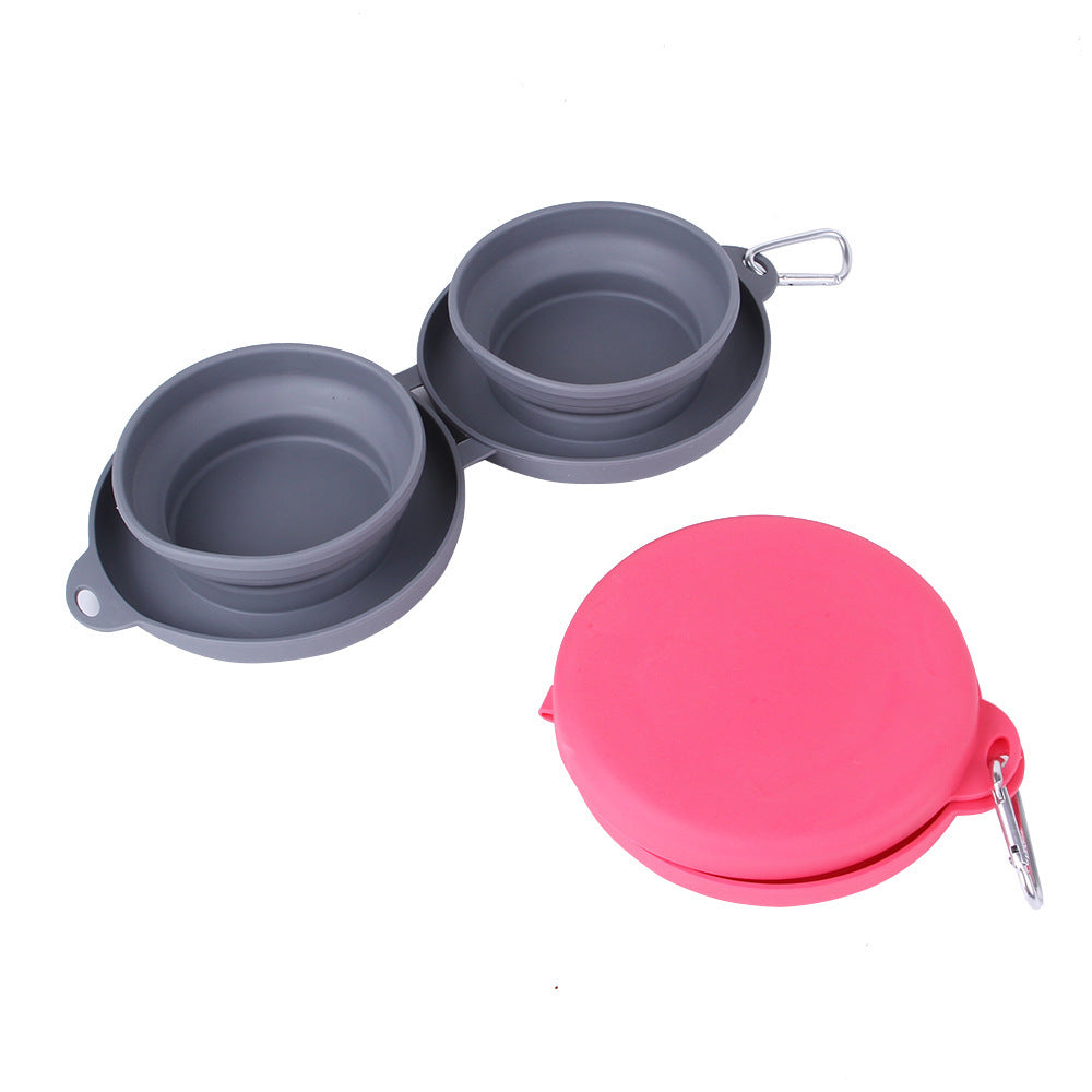 Rubber Foldable Double Bowl Pets Fashion