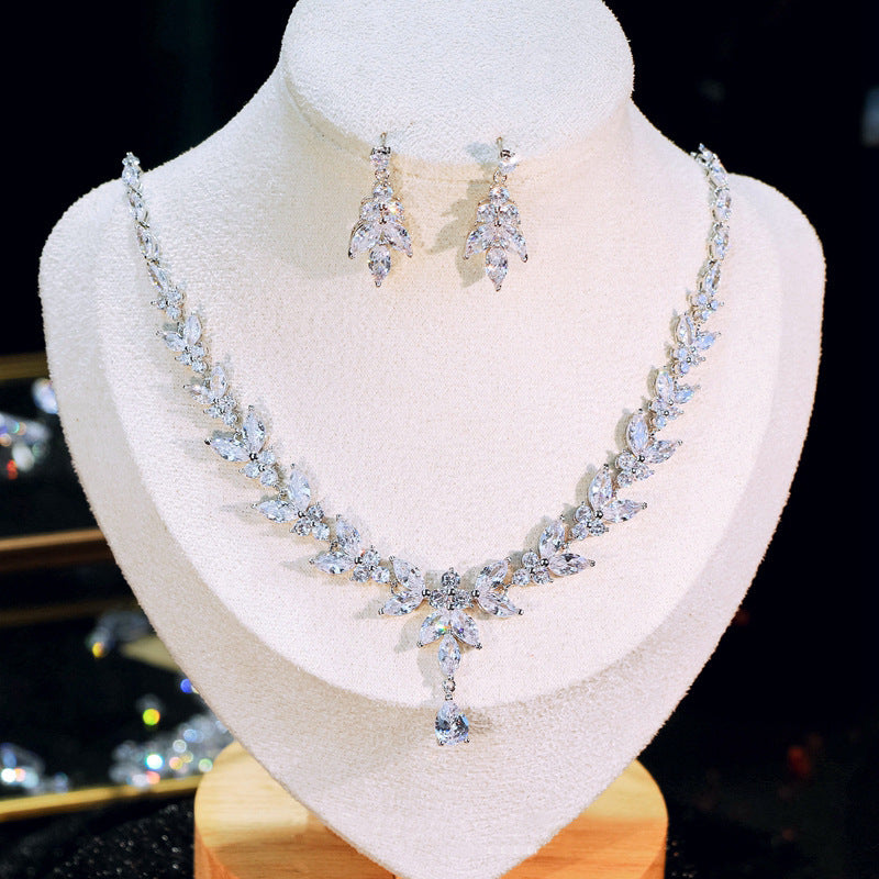 Simple White Bride Zircon Set Women LadyShow.Store