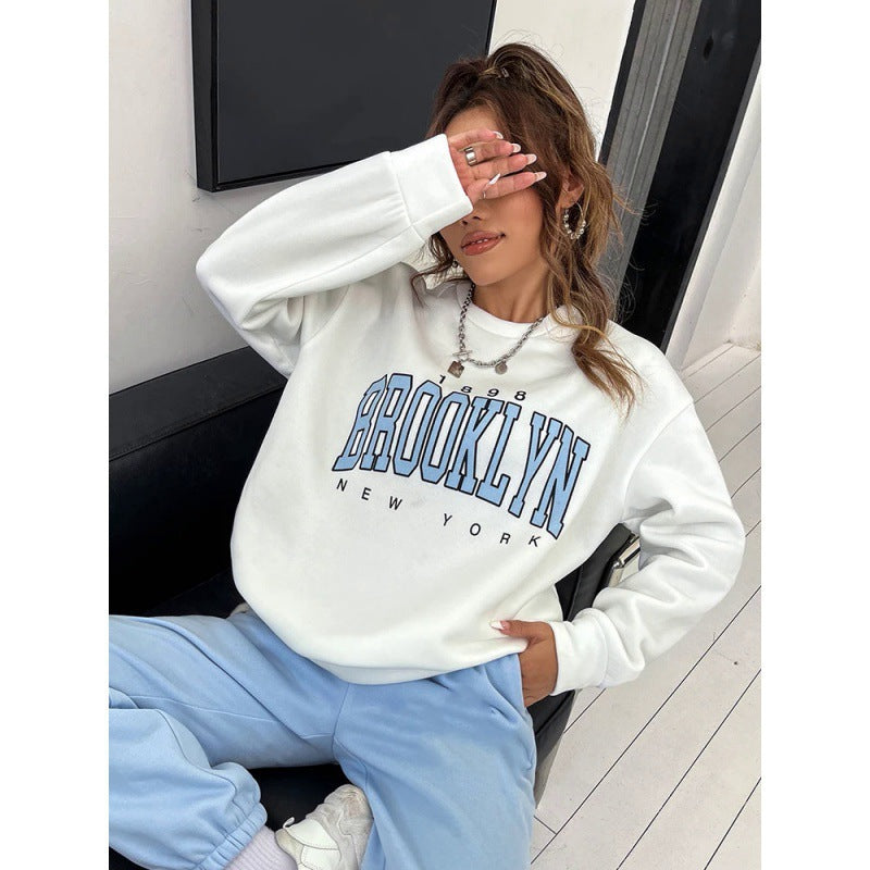 Women's Sweater Suit Hoodie Two-piece Pullover Letter Print 1898 New York Brooklyn NorixaFashion.com