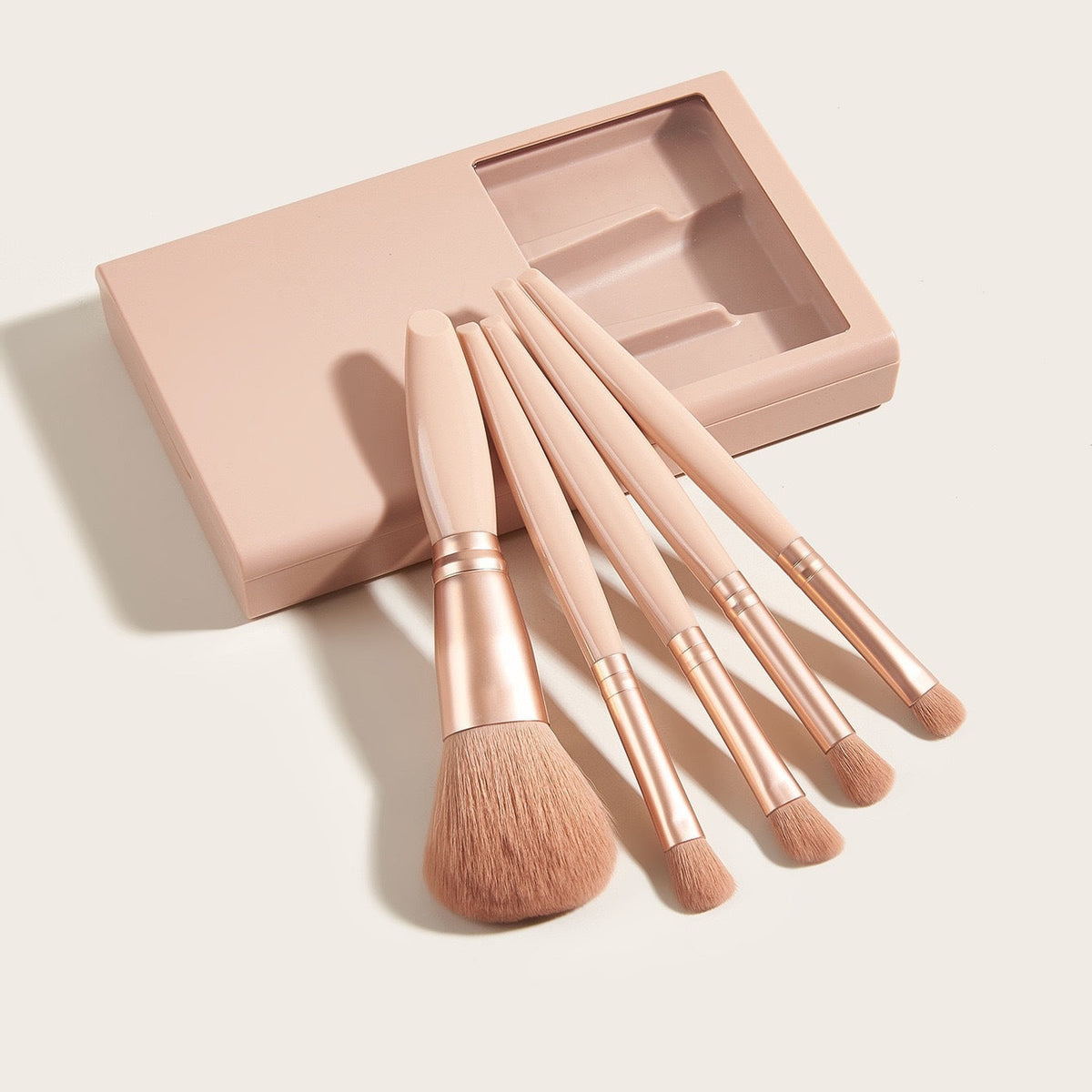 5 PCs Makeup Brushes With Mirror Travel Set LadyShow.Store