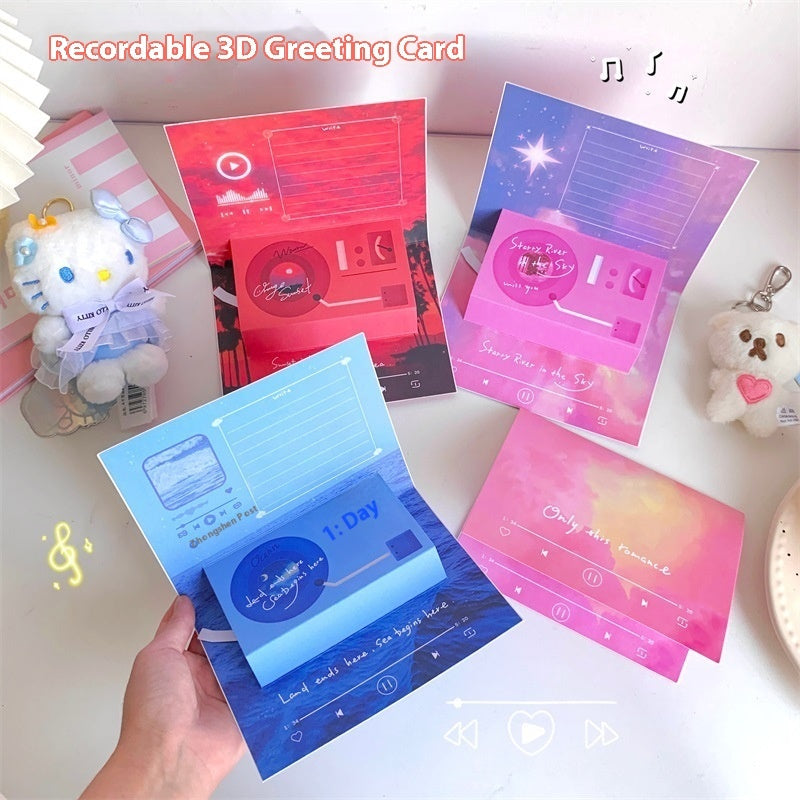 Phonograph Birthday Gift Creative Stereoscopic Greeting Cards CJD