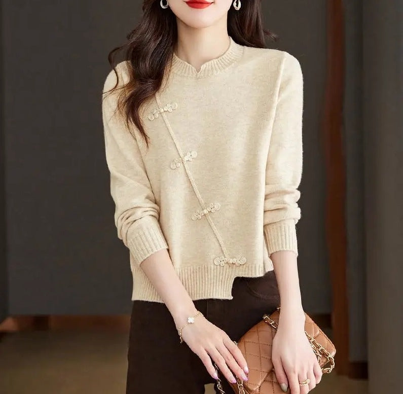 Red Thickened Knit Sweater New Irregular Temperament LadyShow.Store