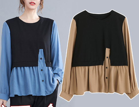 Large Women's Loose Slim Long Sleeve T-Shirt Pi-Mart