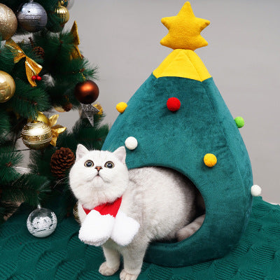 Christmas Tree Pet Bed Winter Warm Pet Nest Cat House Dog pet supplies Pets Fashion