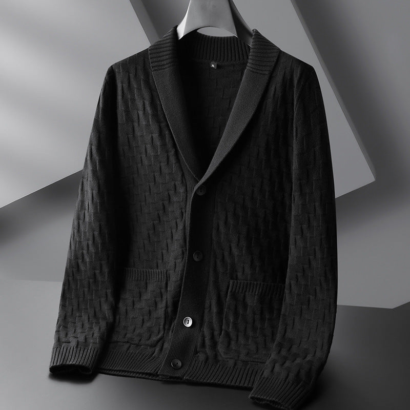 Men's Plus Size V-Neck Knitted Cardigan Jacket Pi-Mart