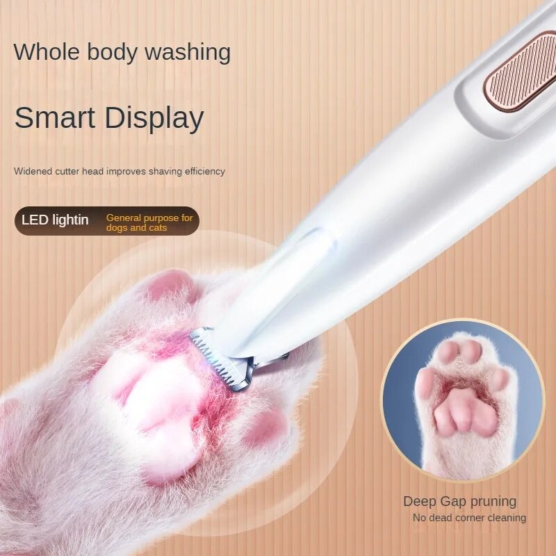 New Dog Paw Trimmer With LED Light Fully Waterproof Pet Hair Trimmer With LED Display Dog Clippers For Grooming 18mm Widen Blade Best YouTube Store
