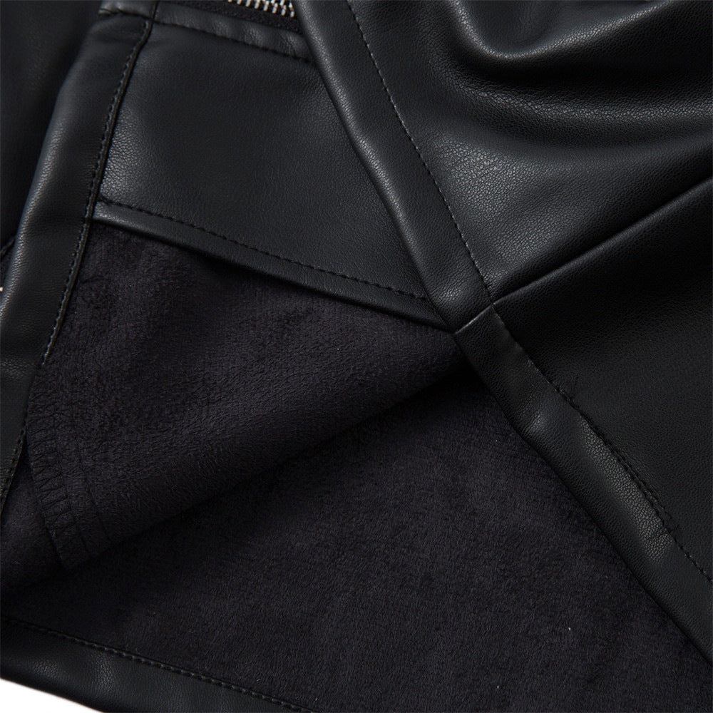 Personalized Motorcycle Leather Clothing With Stand Collar Vest Best YouTube Store