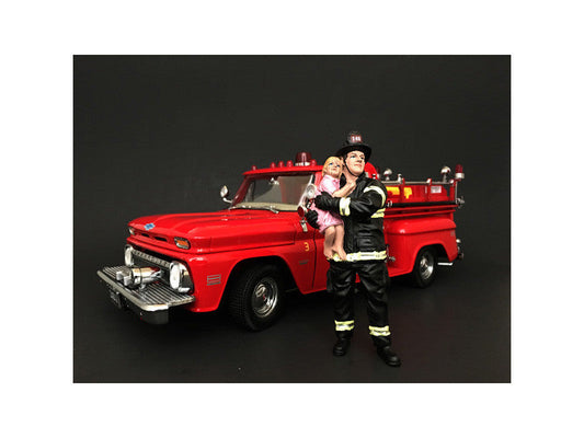 Firefighter Saving Life with Baby Figurine / Figure For 1:18 Models by American Diorama LuxuryLifeWay Online Store