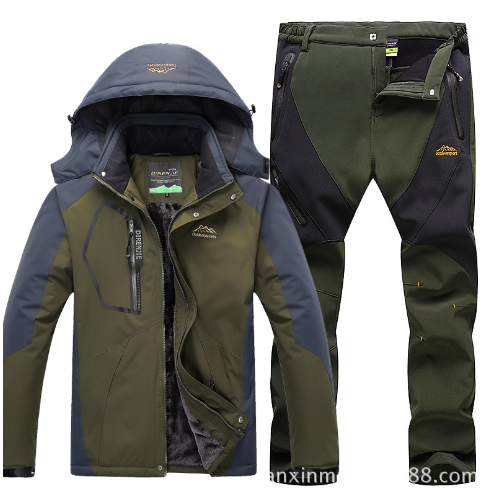 Men's Winter Waterproof Fleece Lined Outdoor Jacket Set Pi-Mart