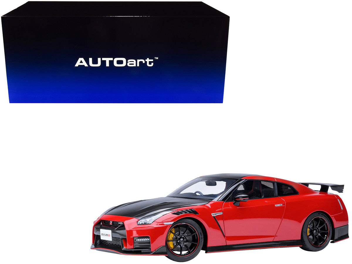 2022 Nissan GT-R (R35) Nismo Special Edition RHD (Right Hand Drive) Vibrant Red with Carbon Hood and Top 1/18 Model Car by Autoart LuxuryLifeWay Online Store