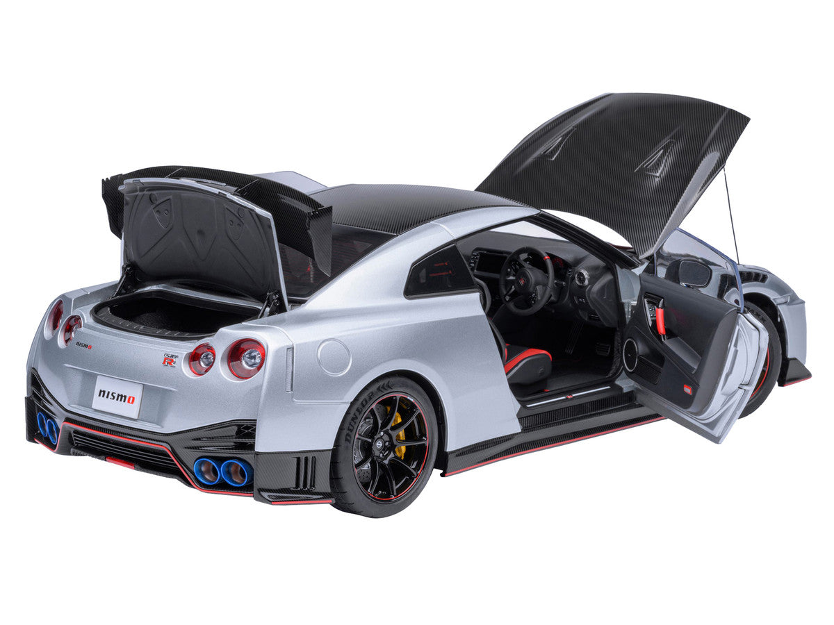 2022 Nissan GT-R (R35) Nismo Special Edition RHD (Right Hand Drive) Ultimate Metal Silver with Carbon Hood and Top 1/18 Model Car by Autoart LuxuryLifeWay Online Store