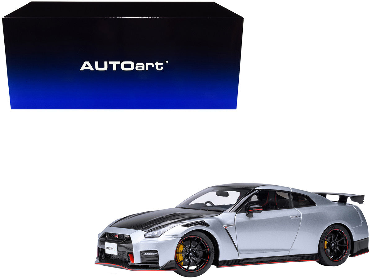 2022 Nissan GT-R (R35) Nismo Special Edition RHD (Right Hand Drive) Ultimate Metal Silver with Carbon Hood and Top 1/18 Model Car by Autoart LuxuryLifeWay Online Store